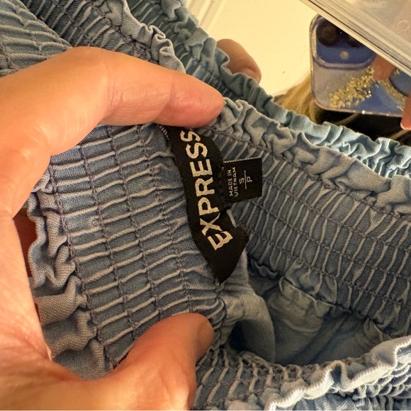 Express Off-Shoulder Chambray Mini Dress : sz S - Picture 5 of 5